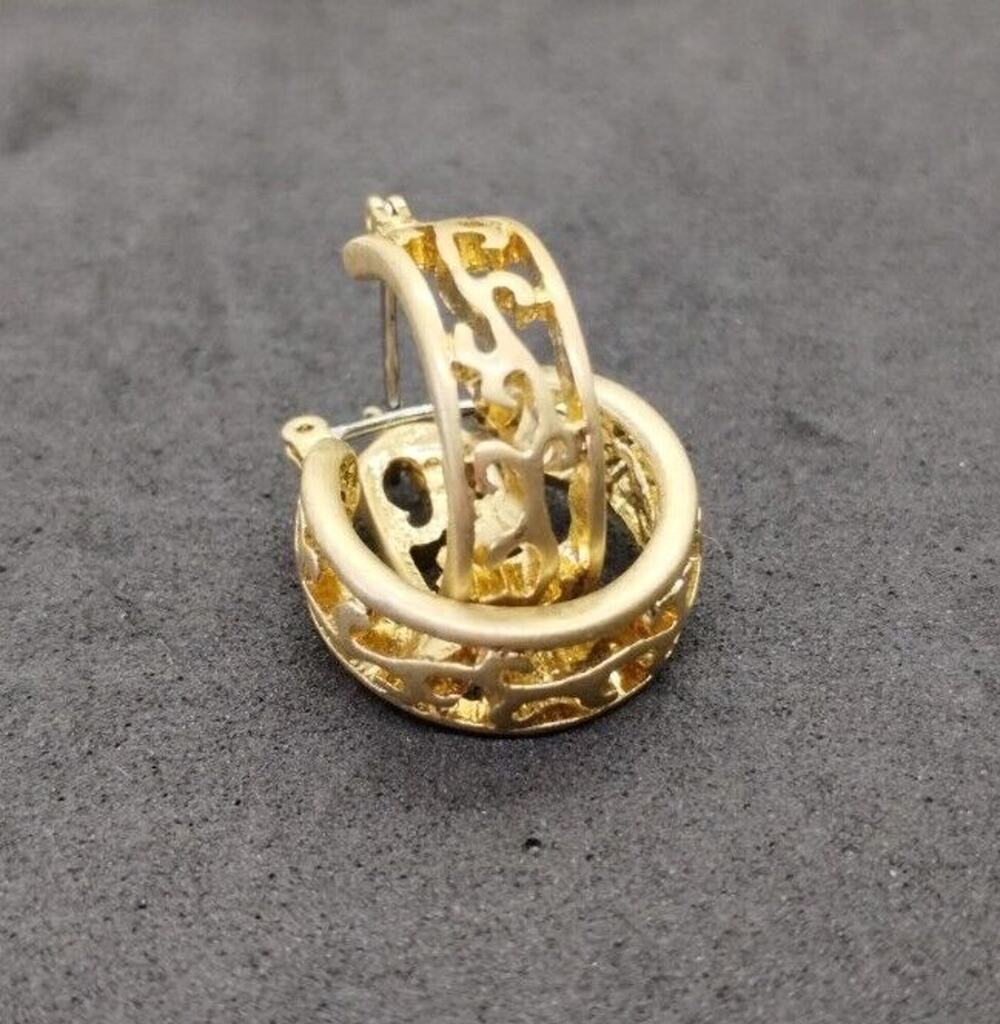 Gold Tone Hinged Hoop Earrings - Pierced